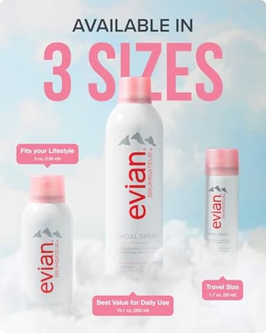 Evian Facial Spray 5 oz Duo Hydrating Mineral Water Mist for Face & Skin Refreshes Makeup, Sets, & Tones Facial Spray Twin Pack for Daily Skincare and Lightweight Facial Moisturizer Mist - Image 6