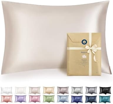 Bedsure Satin Pillowcase with Zipper, Similar to Silk Pillow Cases 2 Pack, Beige Satin Pillow Case Standard Size, Silky & Soft Pillow Covers, Valentines Day Gifts for Women Men, 20x26 Inches - Image 3