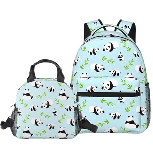 ZVUZVO 2pcs Panda Prints Backpack Gifts For Teen Girls Boys, Bookbag And Lunch Bag Set, School Daypack Students Knapsack - Image 1