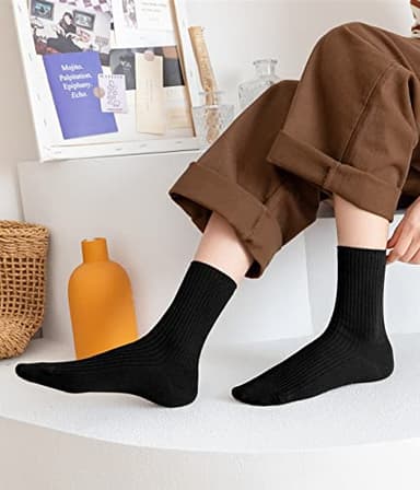ACCFOD 9-11 Black Crew Socks for Women Soft Thin Athletic Cotton Socks for Women Girls - Image 5