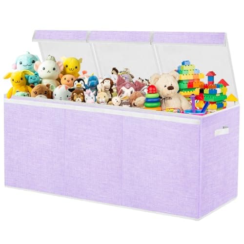 Boxgambol Extra Large Toy Box, Toy Storage Organizer with Lid, Oxford Fabric Collapsible Sturdy Toy Chest Bins Baskets for Livingroom,Playroom, Nursery, Bedroom, Closet (Purple) - Image 1