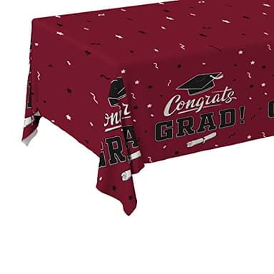 Gatherfun Graduation Tablecloths Graduation Party Table Decorations Waterproof Plastic Rectangular Disposable Table Cover for Congrats Grad Party Supplies 3PCS 54x108 Inch, Maroon - Image 6