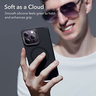 ESR for iPhone 14 Pro Max Case,Compatible with MagSafe Silicone Case with Stand, Military-Grade Protection, Built-in Camera Stash Stand, Magnetic Phone Case, Cloud Series,Black - Image 7