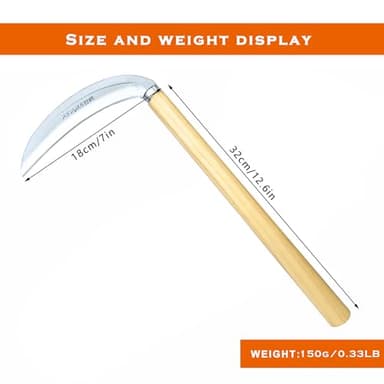 SHANFEEK Grass Sickle Japanese Weeding Hoe Garden Hand Tool Weeding Tools for Garden High-Strength Steel with Solid Wood Handle (Beige) - Image 5