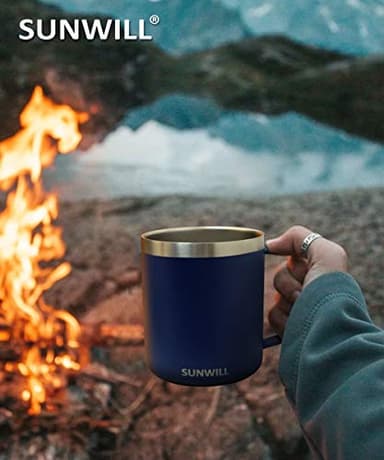 SUNWILL Insulated Coffee Mug with Lid, Travel Tumbler with Handle, 14oz Stainless Steel Cup for Camping, Office, Home, Powder Coated Navy Blue - Image 7