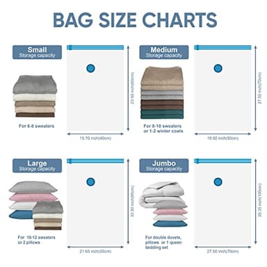 MattEasy Space Saver Vacuum Storage Bags, 6 Pack Combo (2 Jumbo/2 Large/2 Medium) Space Saver Bags with Pump, Storage Vacuum Sealed Bags for Clothes, Comforters, Blankets, Bedding - Image 2