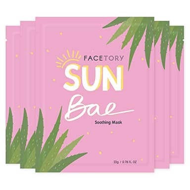 FACETORY K Beauty Face Mask Skin Care - SUN BAE SOOTHING Sheet Mask with Aloe & Shea Butter | After Sun Care, Soothe & Restore (5 Pack) - Image 1
