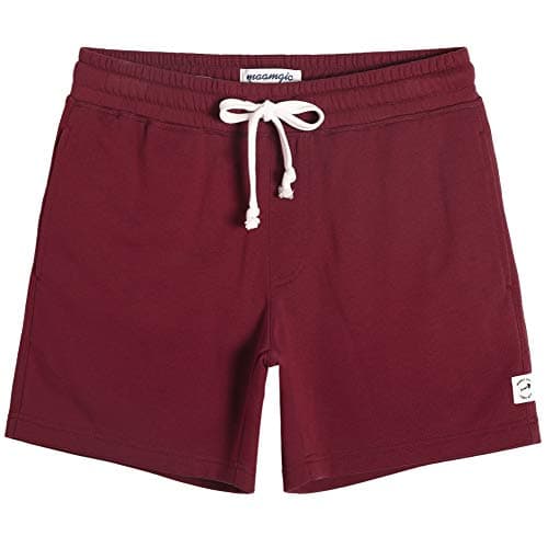 maamgic Mens Athletic Gym Shorts 5.5" Elastic Waist Casual Pajama Pocket Jogger Men Workout Short Pants Wine Large - Image 1