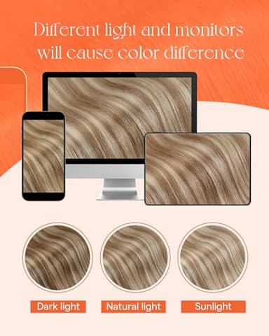 Sunny Hair Clip in Hair Extensions Straight Human Hair Clip in Extensions Remy Clip in Hair Extensions Real Human Hair Extensions Clip ins Light Brown Highlights Blonde 16inch #10/60 - Image 7