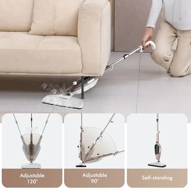 Steam Mop - All-in-one Powerful Handheld Steam Cleaner Detachable Floor Steamer with 11 Accessories, MultiPurpose Steamer for Hardwood Floors, Clothes,Windows,Tiles,Carpet, Whole Home Use, Rose Gold - Image 5