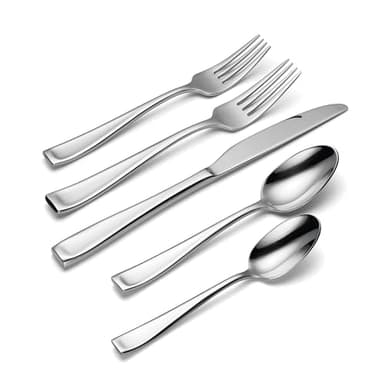 Oneida Silverware Set For 12, Moda 65-Piece Fine Flatware Set with Serving Utensils, Service For 12, 18/10 Stainless Steel, Dishwasher Safe For home, Knives Spoons and Forks Set (Silver, 65 pieces) - Image 5