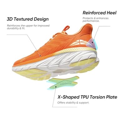 ALLSWIFIT Men's Slip On Walking Shoes Running Comfortable Tennis Breathable Non Slip Athletic Gym Workout Cross Training Fashion Sneakers,Size 8,Orange,SARR034M - Image 4