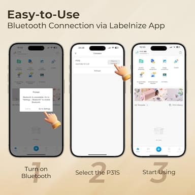 POLONO Label Maker Machine with Tape, P31S Bluetooth Label Printer, Mini Label Maker with Multiple Templates for School Office Home Organization, Wireless Portable Thermal Printer for Storage, White - Image 5