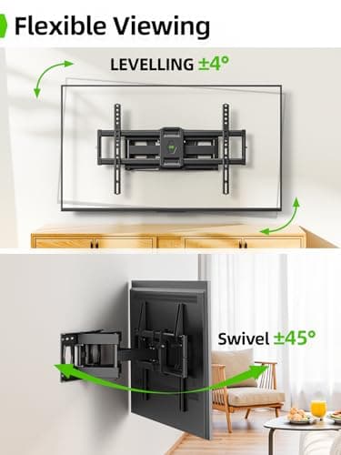 USX MOUNT Full Motion TV Mount for 42-80 Inch Flat Screen TVs up to 120 lbs, Swivel TV Wall Mount Bracket Dual Articulating Arms, Tool-Free Tilt Max Vesa 600x400mm, for 8-16 in Wood Studs - Image 5