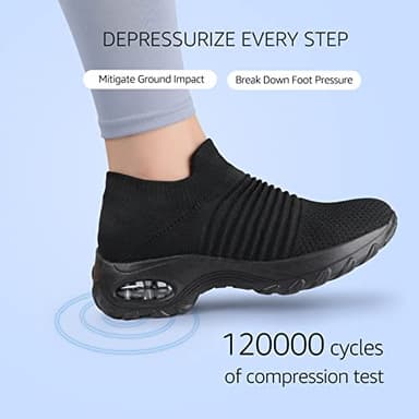 HKR Womens Walking Shoes Slip On Light Weight Mesh Platform Nursing Shoes Cushioned Sneakers All Black 8.5(1839 EU 40.5) - Image 2