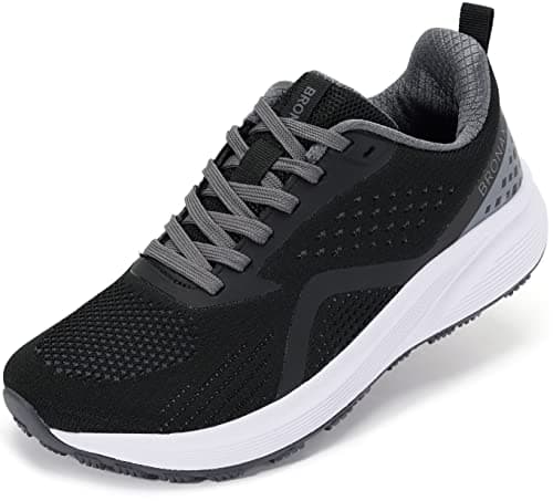 BRONAX Wide Womens Road Running Shoes Lightweight Lace up Size 9.5w Walking Athletic Sports Jogging Sneakers Female Tennis Maternity Pregnancy Footwear for Ladies Black 41 - Image 1