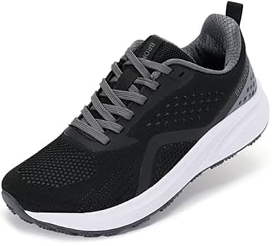 BRONAX Wide Womens Road Running Shoes Lightweight Lace up Size 9.5w Walking Athletic Sports Jogging Sneakers Female Tennis Maternity Pregnancy Footwear for Ladies Black 41 - Image 1
