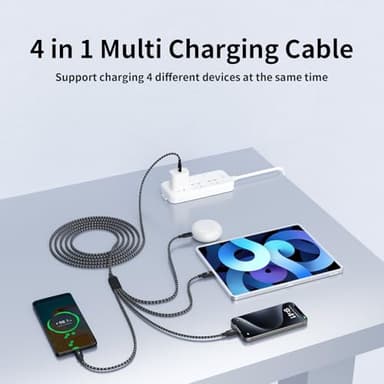 USB C Splitter Multi Charging Cable, Dual Type C Charger Cord,4 in 1 Multiple Nylon Braided Cable with 4 Type-C Connectors Compatible with iPhone 15 Pro Max/Samsung Galaxy/Tablets/Google-1Pack 5FT. - Image 5