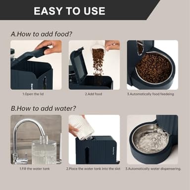 Gardner Pet Automatic Gravity Food Feeder and Water Dispenser, 1.8 Gallons*2 Stainless Steel Two-in-One Set Large Capacity Dispenser for Pets Dogs, Puppies, Kittens (Dark Blue) - Image 7