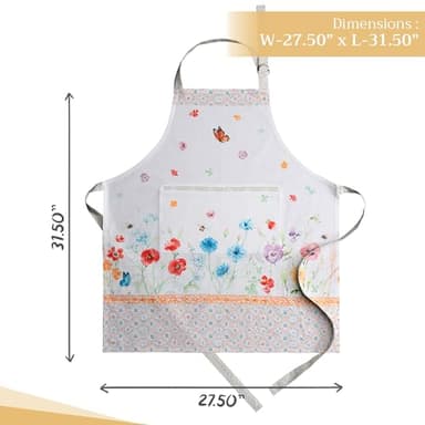 Maison d' Hermine Apron for women with Pocket 100% Cotton 27.50"x31.50" 1 Piece Adjustable Neck Strap & long ties Apron Men, Chef, Wedding, Cooking, Gardening, Server Spring/Summer (Summer Whisper) - Image 4