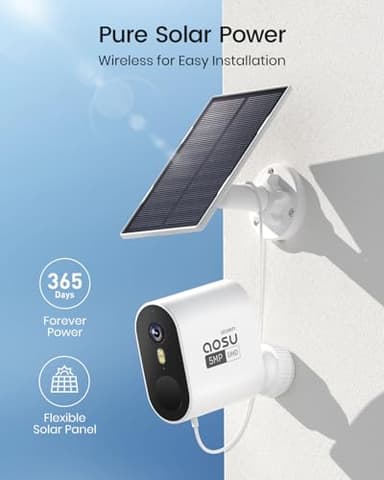 AOSU 3K/5MP Solar Security Cameras Wireless Outdoor, Ultra-Wide-Angle, Cam-to-Cam Track & Sync, Home Security System with Color Night Vision, Spotlight Smart Alarm, No Subscription, 2.4G & 5G WiFi - Image 6