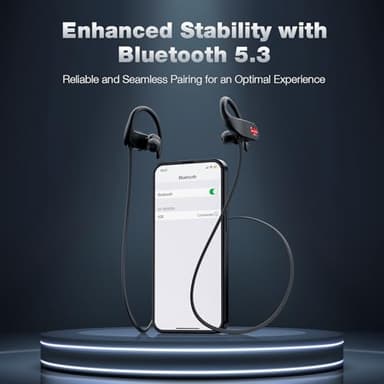 Boean Bluetooth Headphones, IPX7 Waterproof Wireless Headphones 16H Playtime Earphones Wireless Earbuds Stereo Sound Isolation Headsets for Sports, Gym, Workout - Image 5