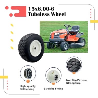 2-Pack 16 x 6.5-8 Riding Lawn Mower Tire and wheel with 3/4" or 5/8'' Bushing, 16Inch Tire Assembly for Lawn Mower, Garden Tractor.3" -6''Offset Hub. (16 x 6.50-8 Tubeless,3" Offset Hub) - Image 5