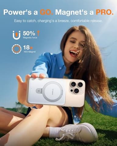 TORRAS EasyGo 0.45" Slim Magnetic Portable Charger Power Bank for iPhone, 5000mAh 22.5W PD Fast Charging Wireless Battery Pack Compatible with Magsafe, iPhone Air,Pro,Pro Max,17,16,15,14,13,12, White - Image 9