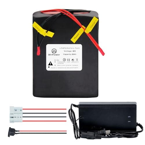 BtrPower 60V 20AH Ebike LiFePO4 Battery Pack with 50A BMS and 5A Fast Charger Fit for 1800W-350W Motor - Image 1