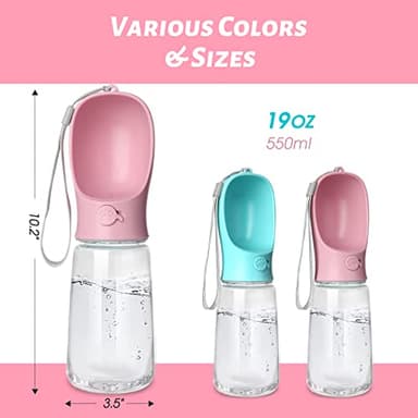 Kalimdor Dog Water Bottle, Leak Proof Portable Puppy Bowl Water Dispenser with Drinking Feeder for Pets Outdoor Walking, Hiking, Travel, Food Grade Plastic (19oz Pink) - Image 7