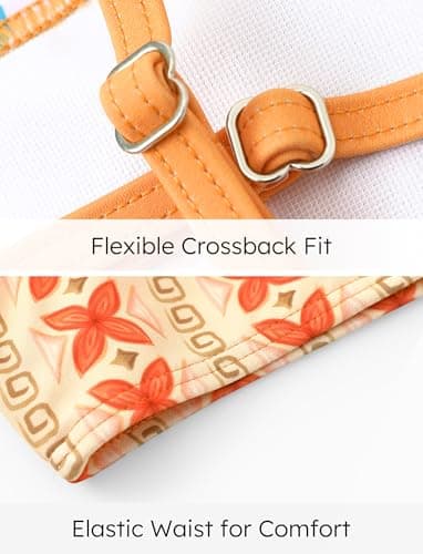 Disney Princess Moana Toddler Girls 2 Piece Bikinis Sets:Cartoon Print Swimsuits Tankini with Ruffled Top Orange 3 Years - Image 4