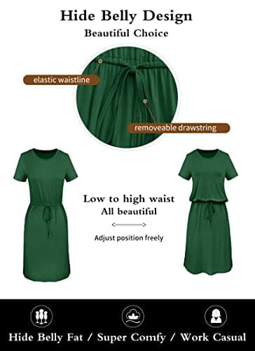 Women Knit Summer Sleeve Teacher Casual Midi Knee Length Dress Floral Black L - Image 5