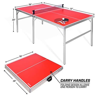 GoSports 6 ft x 3 ft Mid-Size Table Tennis Game Set - Indoor/Outdoor Portable Table Tennis Game with Net, 2 Table Tennis Paddles and 4 Balls - Image 3