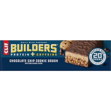 CLIF BUILDERS + Caffeine Protein Bars - Chocolate Chip Cookie Dough Flavor - 20g Plant Based Protein - Gluten Free - Non-GMO - Low Glycemic - No Artificial Sweeteners - 2.4 oz. (12 Pack) - Image 15