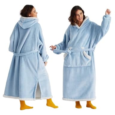 Bedsure Wearable Blanket Hoodie, Cozy Long Hooded Blanket Sweatshirt as Mothers Day Hoodie Gifts for Mom Women, Small, Sky Blue - Image 1