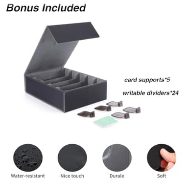 Venssu 5 Row Trading Card Storage Box With Dual-Function Playmat Lids, 3800+ Mtg Deck Box With 24 Colorful Divider Tabs, Compatible with Magic Cards (Black and Grey) - Image 7