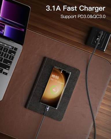 CONMDEX Android Auto USB Cable [Upgrade, 3ft, 2Pack] 10Gbps USB 3.1 Gen 2 USB A to USB C Data Transfer Type C Cord, 3A Fast Charging CarPlay Cable for iPhone 17 16 Pro Max, Galaxy S25 Ultra S25+ - Image 3