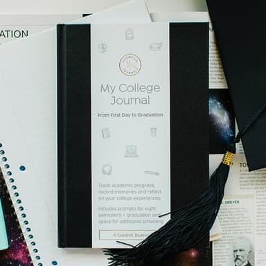 Promptly Journals, My College Journal: From First Day to Graduation (Onyx, Black, Leatherette) | College Journal with Prompts | Journal for College Students - Image 5