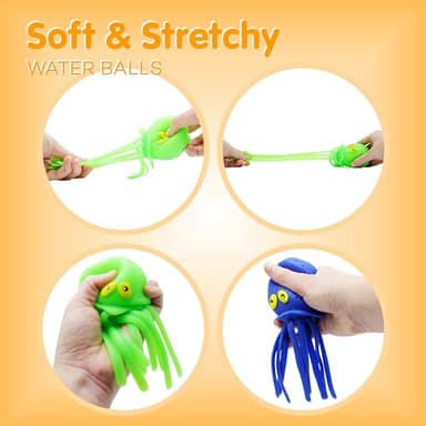 4E's Novelty Octopus Water Balls - Pack of 6 - Pool Toys for Kids Sensory Absorbent Water Splash Balls Bomb, Toddler Bath Toy, Swimming Pool Floating Swim Toys Outdoor Activity & Game - Image 5