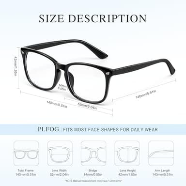 PLFOG Blue Light Glasses For Woman Men - Anti Eyestrain Computer Gaming Eyeglasses Blue Light Blocking Glasses - Image 5