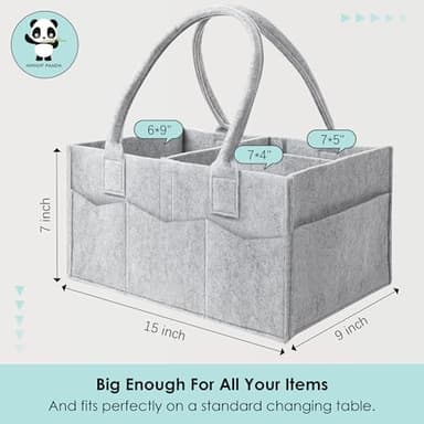 HIPHOP PANDA 2-Pack Diaper Caddy Organizer - Nursery Storage Bin & Car Organizer for Diapers, Wipes, and Baby Essentials - Dual-Color Solid Set (Grey/Oatmeal), Regular Size - Image 6