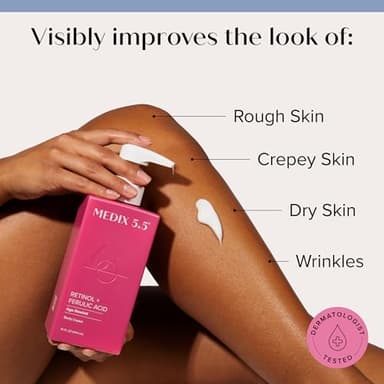 Medix 5.5 Retinol Body Lotion Skincare Moisturizer | Anti Aging Retinol Body Cream | Skin Care Tightening Lotion For Women & Men Helps Diminish Look Of Crepey Skin, Wrinkles, & Fine Lines, 15 Fl Oz - Image 2