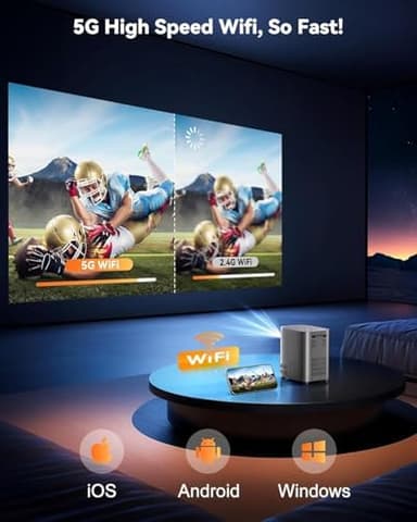One-Button Focus] Projector with WiFi and Bluetooth, 4K Outdoor Projector with Carry Bag, Portable Movie Projector with Zoom Function, Home Theater Projector for Phone/TV Stick/PC - Image 5