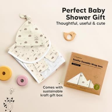 KeaBabies 3-Pack Swaddles for Newborns, Girls, Boys with Hats - Organic Soft Baby Sleep Sacks, Breathable Baby Swaddle 3-6 Months Beanies Set, Premie Infant Sleep Sack 0-3 Months (Nibbles/Bruce) - Image 9