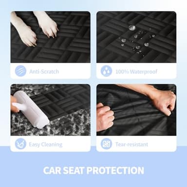 ELLINI Dog Car Seat Cover for Back Seat, Hard Bottom Back Seat Extender for Dogs, Holds 400lbs, 600D Heavy Duty Scratch-Proof Waterproof Dog Hammock for Car, SUV - Image 4