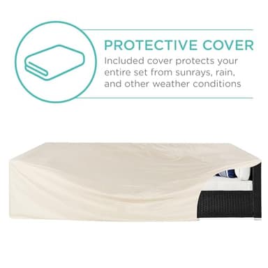 Best Choice Products 7-Piece Modular Outdoor Sectional Wicker Patio Conversation Set w/ 2 Pillows, Coffee Table, Cover Included - Black/White Sand - Image 4
