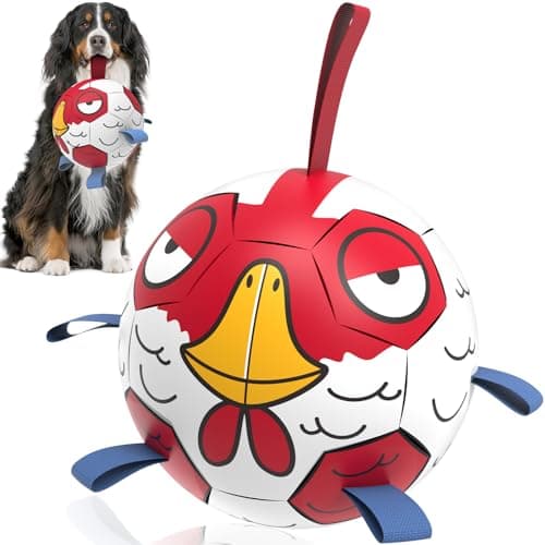 QDAN Dog Toys Soccer Ball with Straps - Durable Extra Large Dog Balls, Beach Pool Water Toys, Herding Balls (9 Inch) - Image 1