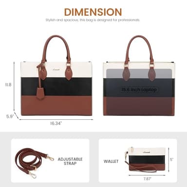 LOVEVOOK Laptop Tote Bag for Women, 15.6 Inch Work Bags, Waterproof Computer Bags with Clutch Purse, Large Capacity Messenger Bag for Teacher College Business Office - Image 6