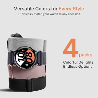 Fullmosa Water-resistant Quick Release Watch Bands 18mm 20mm 22mm 4 Pack Nylon Elastic Braided Watch Straps, Soft Adjustable Solo Loop Wristband for Women Men 20mm Black/Deep Grey/Dark Green/Midnight Blue - Image 8