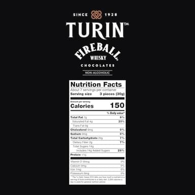Turin Fireball Dark Chocolate Truffles, Dark Chocolates With Liquor Fireball Whisky Flavored Filling Non-Alcoholic, 7oz Tube Great forr Gifts and Treats, Black - Image 7